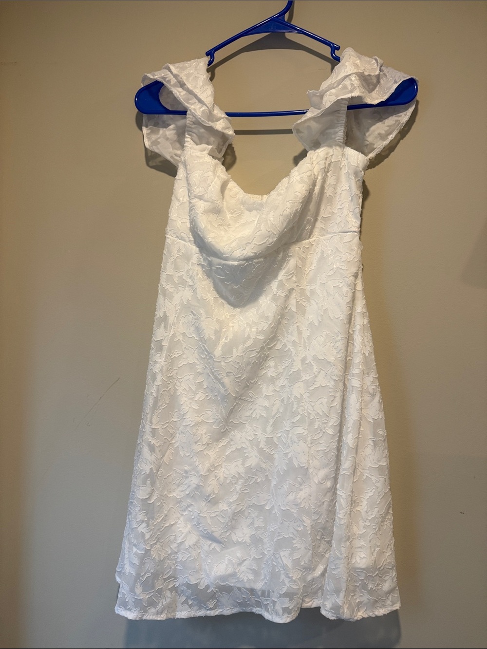 wild fable White Lace Mini Dress with Ruffle Straps
